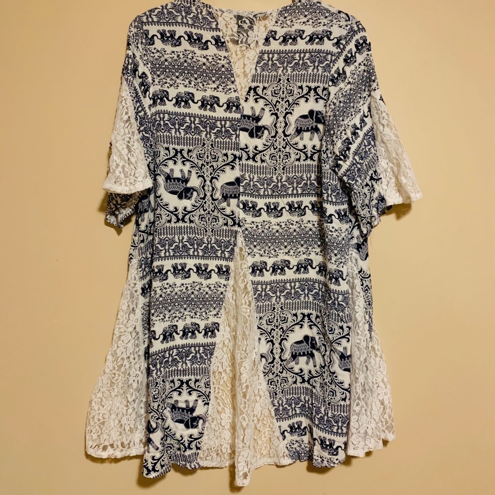 Elephant Crochet Trim Kimono
